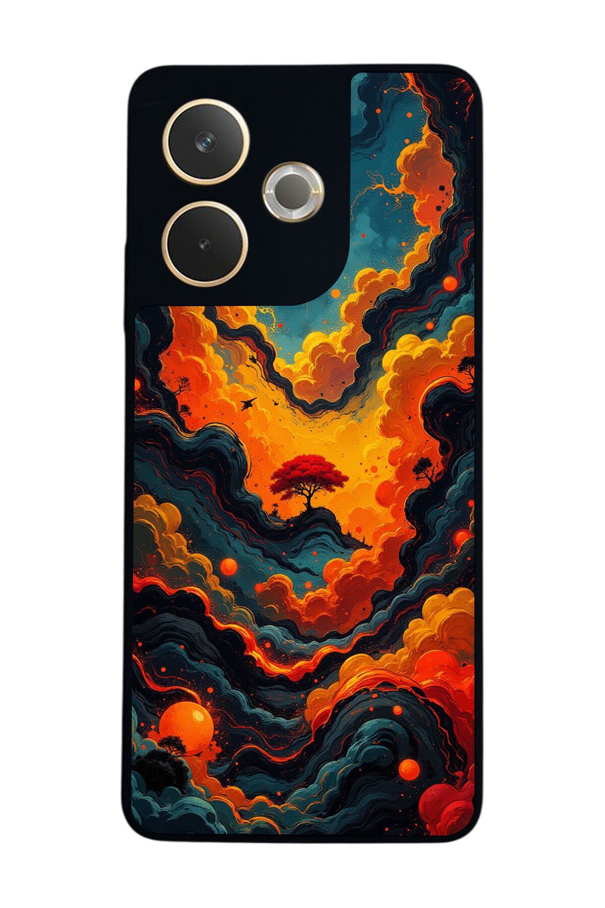 Oppo A5 Pro Uyumlu Abstract Tasarımlı Glossy Premium Kılıf