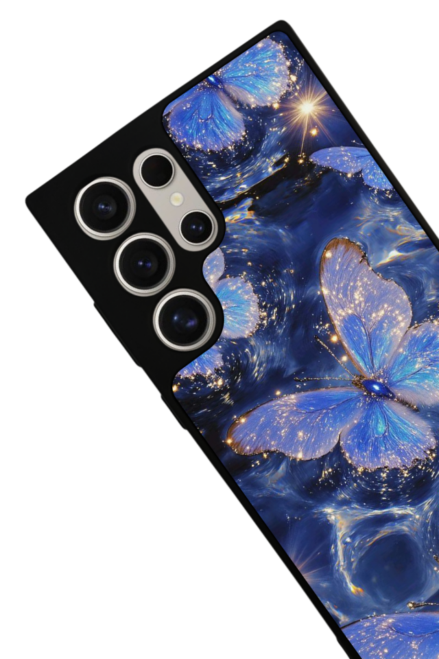 Samsung Galaxy S22 Ultra Uyumlu Kelebek Tasarımlı Glossy Premium Kılıf