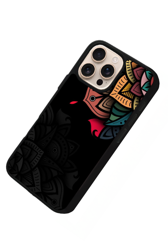 iPhone 15 Pro Max Uyumlu Mandala Tasarımlı Glossy Premium Kılıf