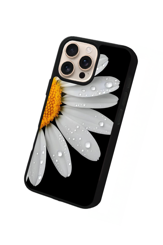 iPhone 16 Pro Max Uyumlu Papatya Tasarımlı Glossy Premium Kılıf