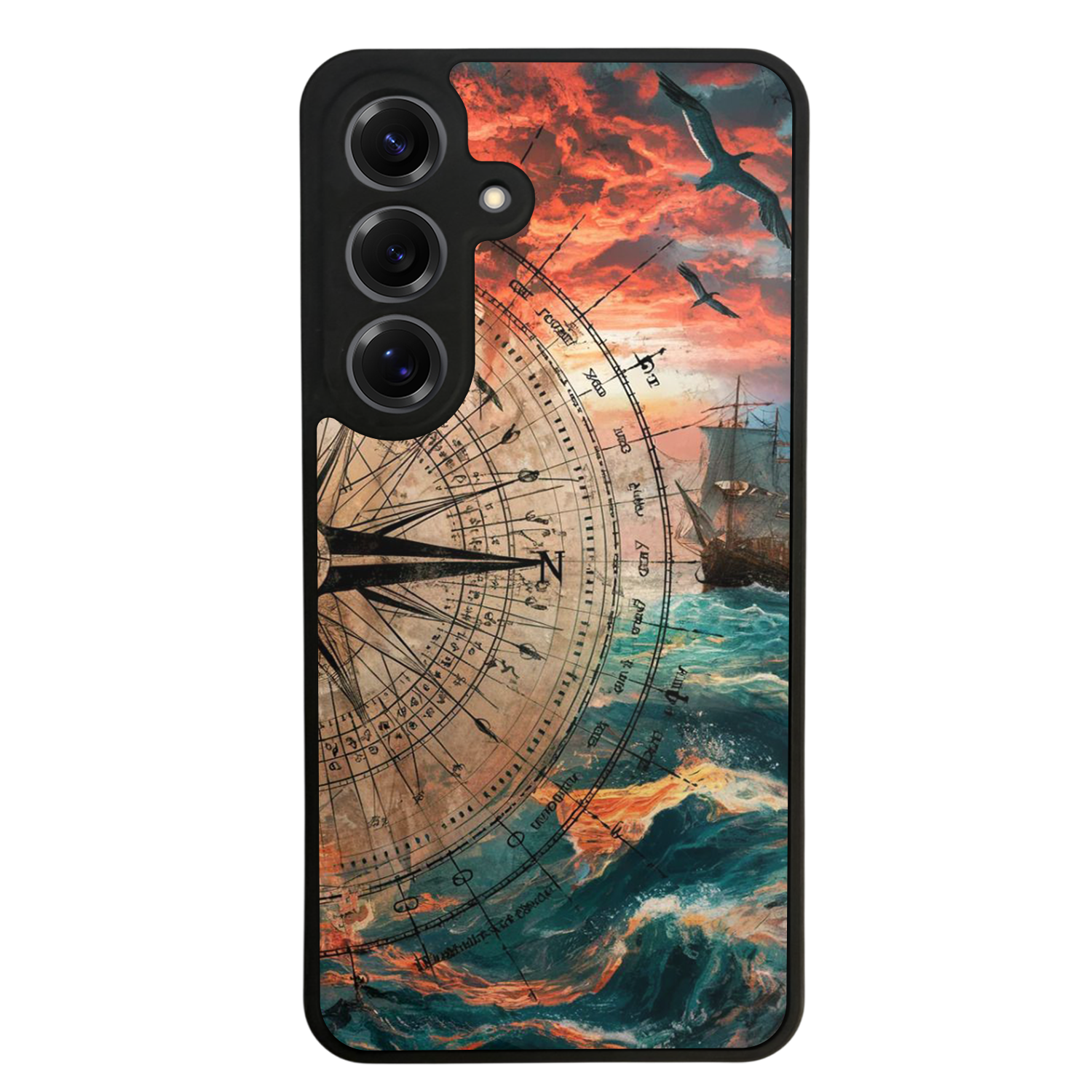 Samsung Galaxy S25 Uyumlu Pusula Tasarımlı Glossy Premium Kılıf