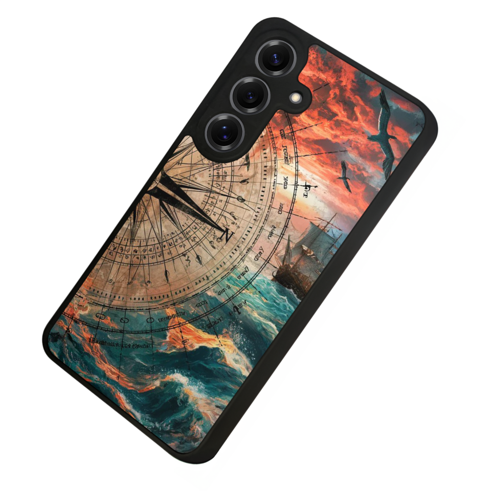 Samsung Galaxy S25 Uyumlu Pusula Tasarımlı Glossy Premium Kılıf