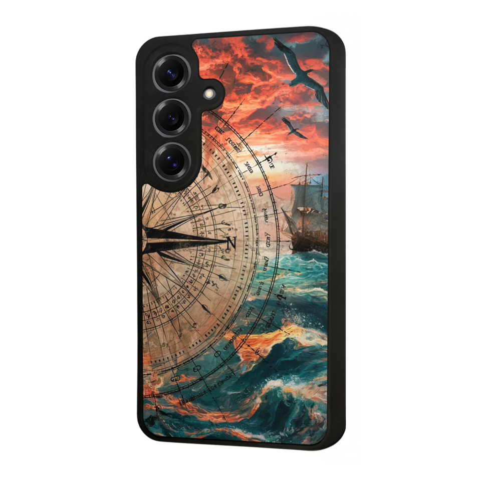 Samsung Galaxy S25 Uyumlu Pusula Tasarımlı Glossy Premium Kılıf