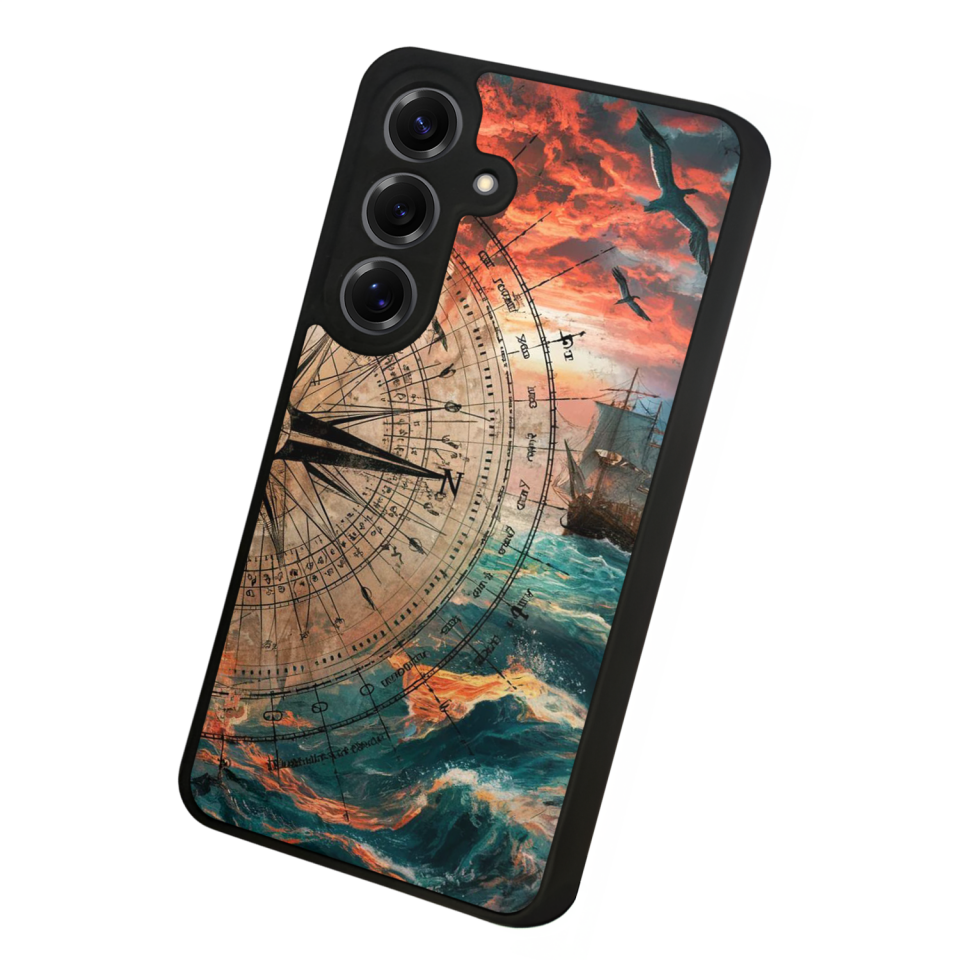 Samsung Galaxy S25 Uyumlu Pusula Tasarımlı Glossy Premium Kılıf