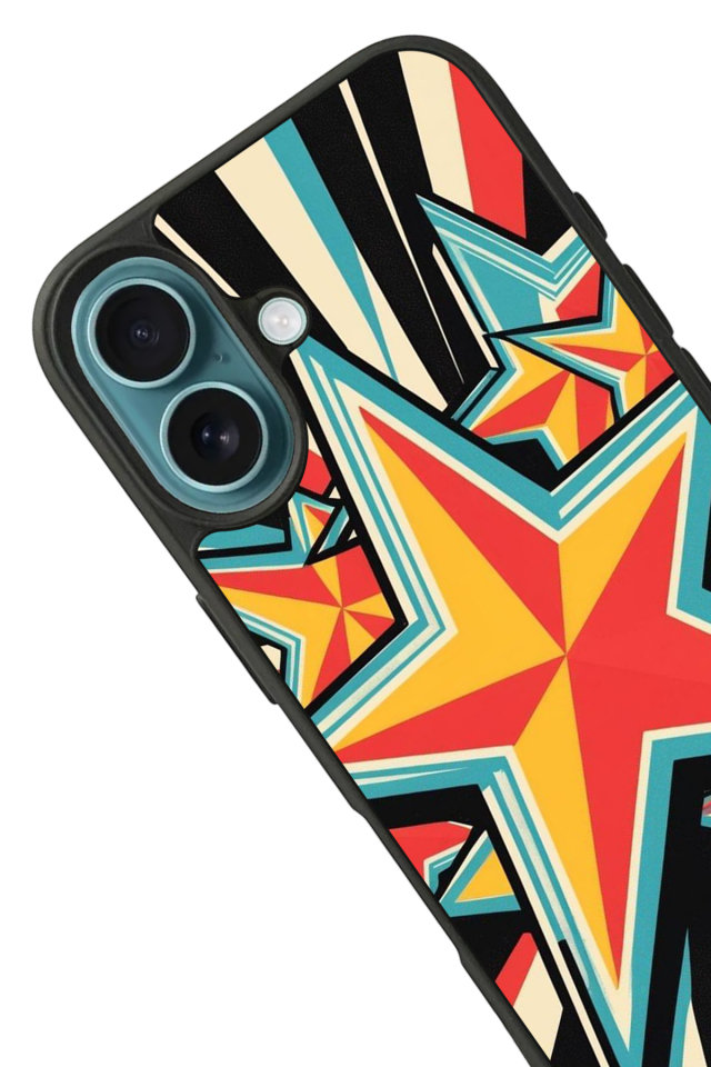 iPhone 16 Uyumlu Retro Yildizlar Tasarımlı Glossy Premium Kılıf
