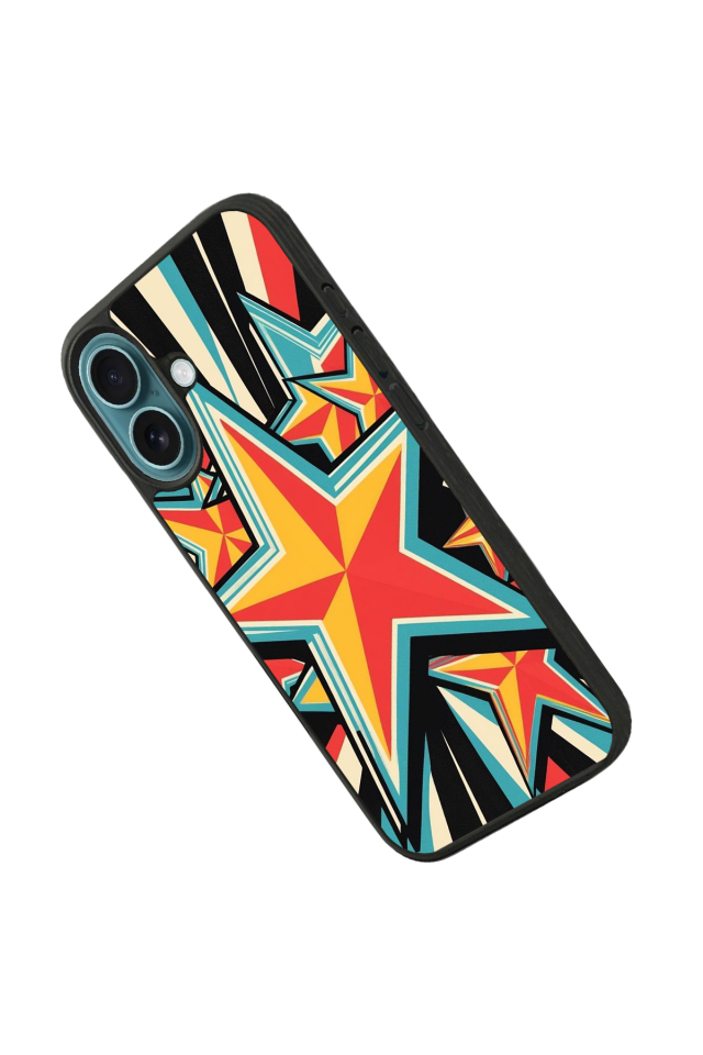 iPhone 16 Uyumlu Retro Yildizlar Tasarımlı Glossy Premium Kılıf