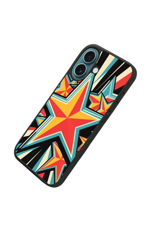 iPhone 16 Uyumlu Retro Yildizlar Tasarımlı Glossy Premium Kılıf