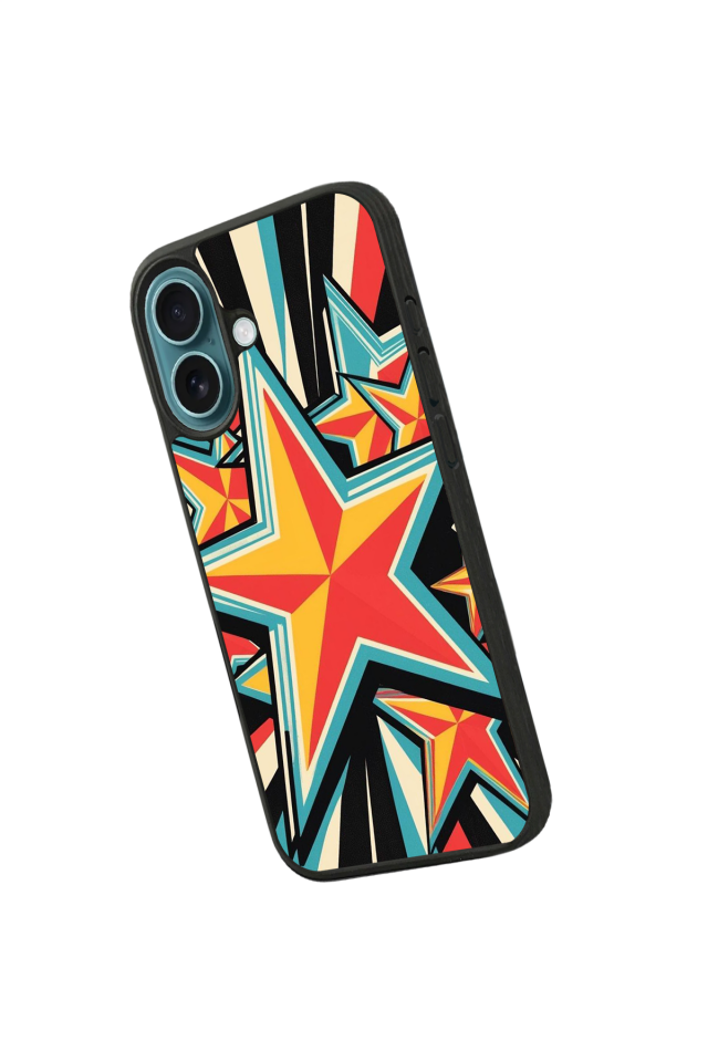 iPhone 16 Uyumlu Retro Yildizlar Tasarımlı Glossy Premium Kılıf
