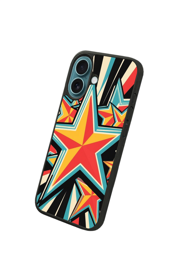 iPhone 16 Uyumlu Retro Yildizlar Tasarımlı Glossy Premium Kılıf