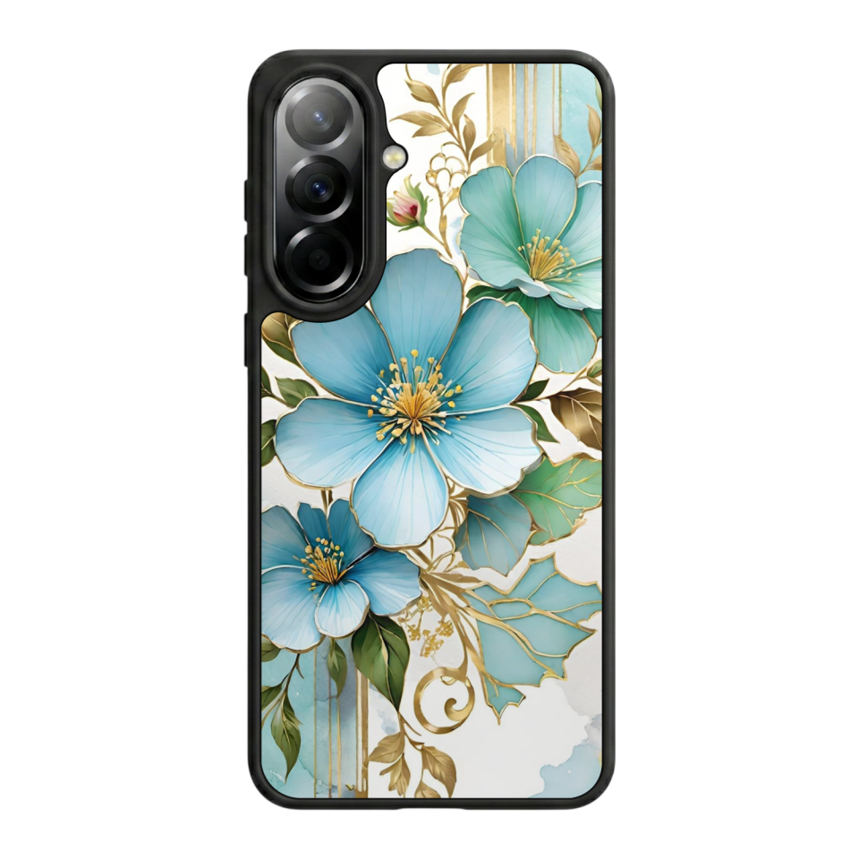 Samsung Galaxy A37 Uyumlu Yaldizli Cicek Tasarımlı Glossy Premium Kılıf