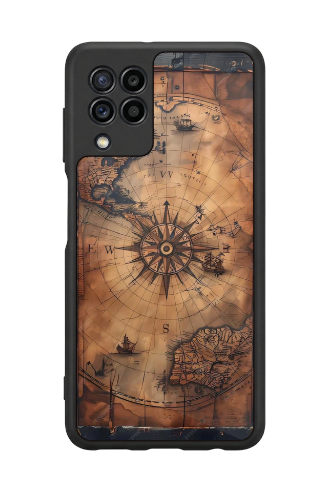 Samsung Galaxy M32 Uyumlu Harita Tasarımlı Glossy Premium Kılıf