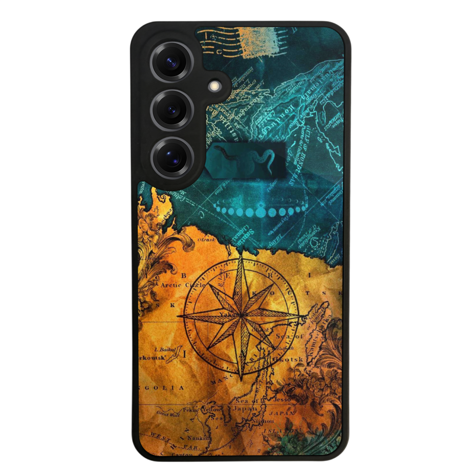 Samsung Galaxy S25 Uyumlu Pusula Tasarımlı Glossy Premium Kılıf