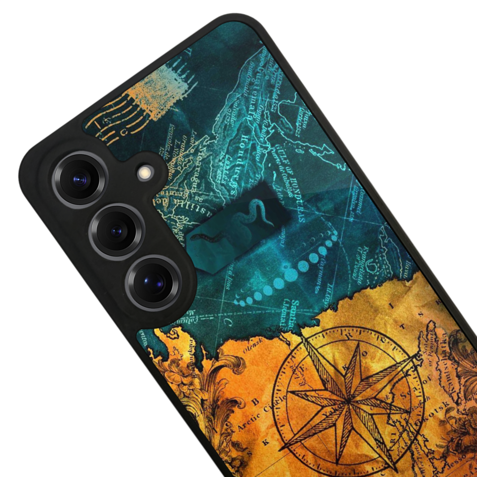 Samsung Galaxy S25 Uyumlu Pusula Tasarımlı Glossy Premium Kılıf