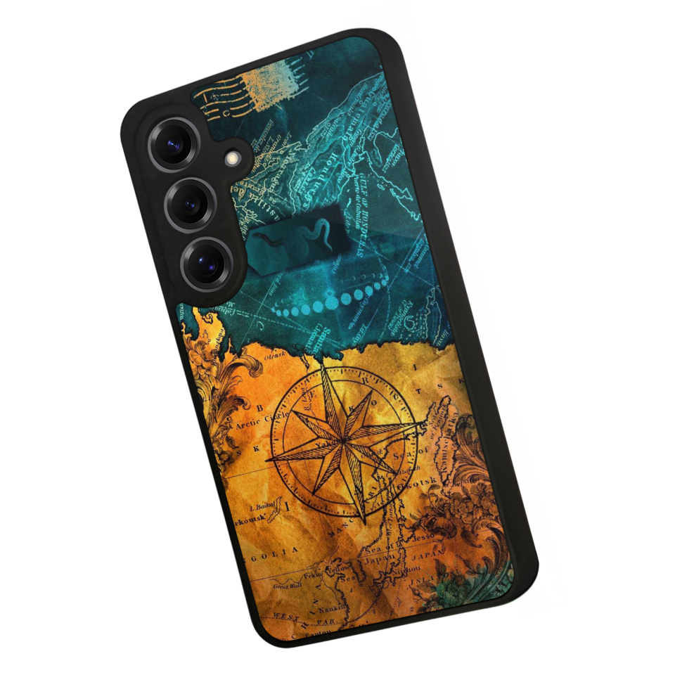 Samsung Galaxy S25 Uyumlu Pusula Tasarımlı Glossy Premium Kılıf