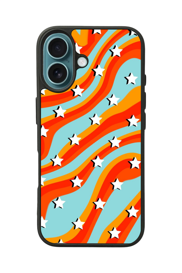 iPhone 16 Uyumlu Retro Yildizlar Tasarımlı Glossy Premium Kılıf