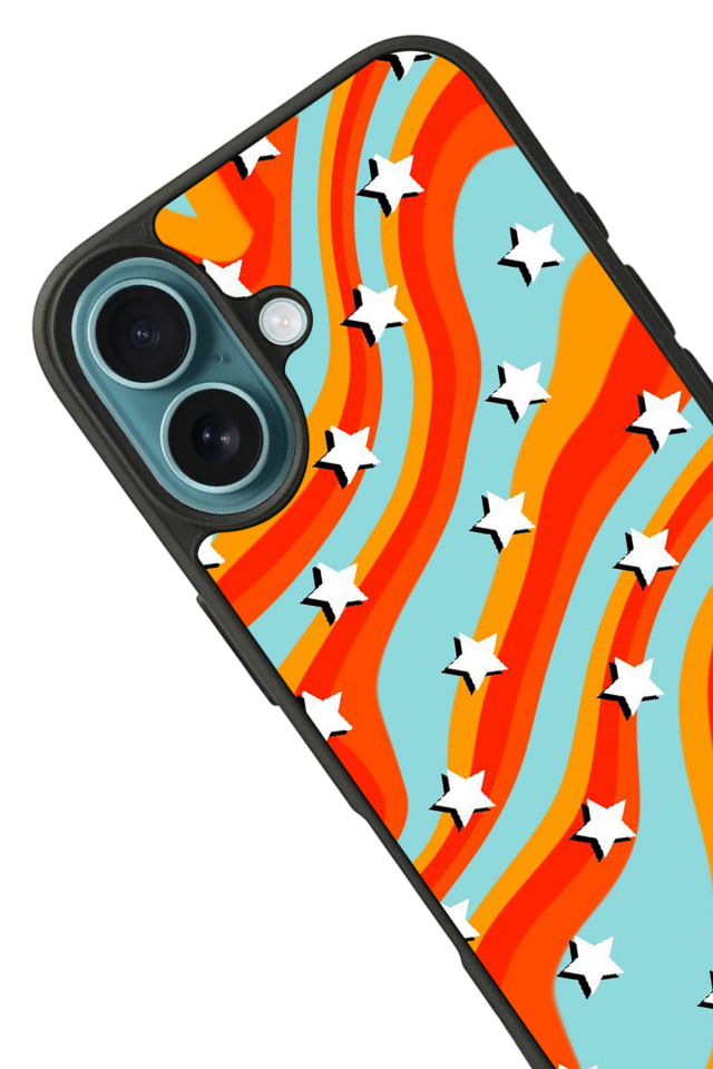 iPhone 16 Uyumlu Retro Yildizlar Tasarımlı Glossy Premium Kılıf