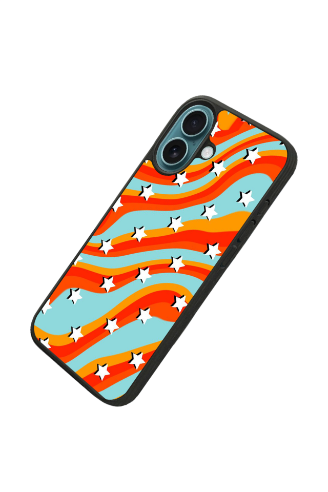 iPhone 16 Uyumlu Retro Yildizlar Tasarımlı Glossy Premium Kılıf