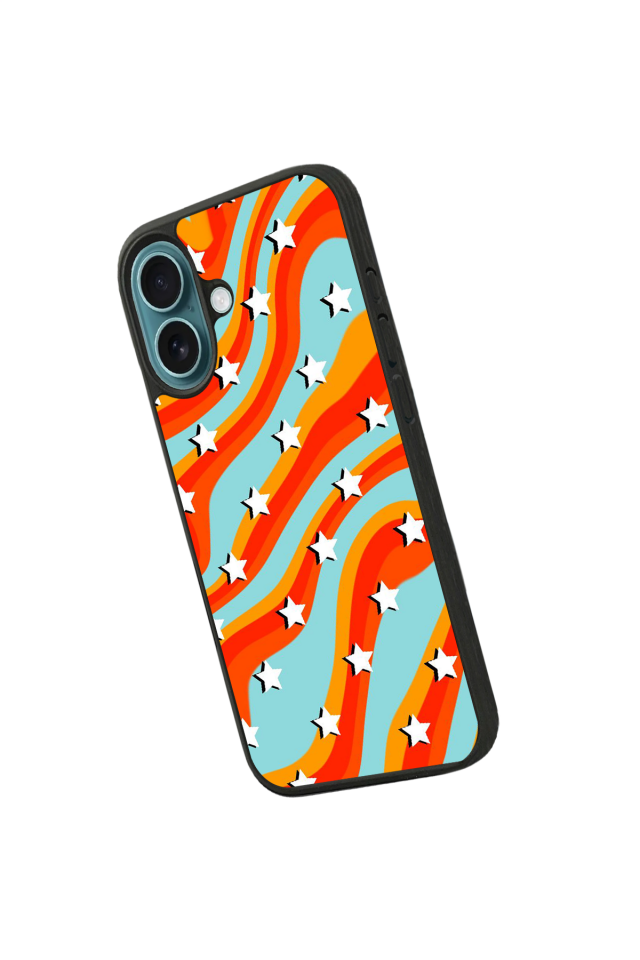 iPhone 16 Uyumlu Retro Yildizlar Tasarımlı Glossy Premium Kılıf