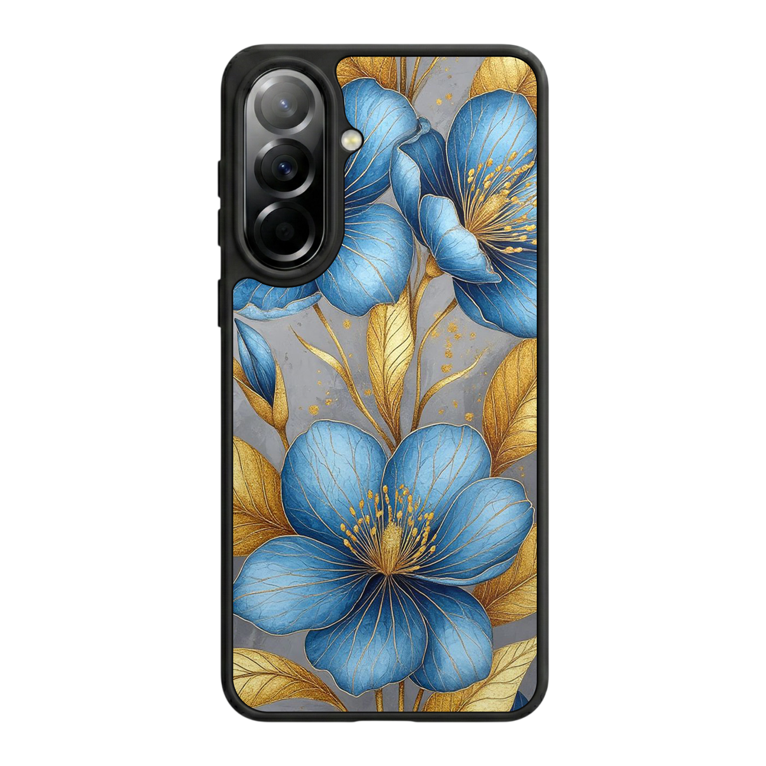 Samsung Galaxy A37 Uyumlu Yaldizli Cicek Tasarımlı Glossy Premium Kılıf