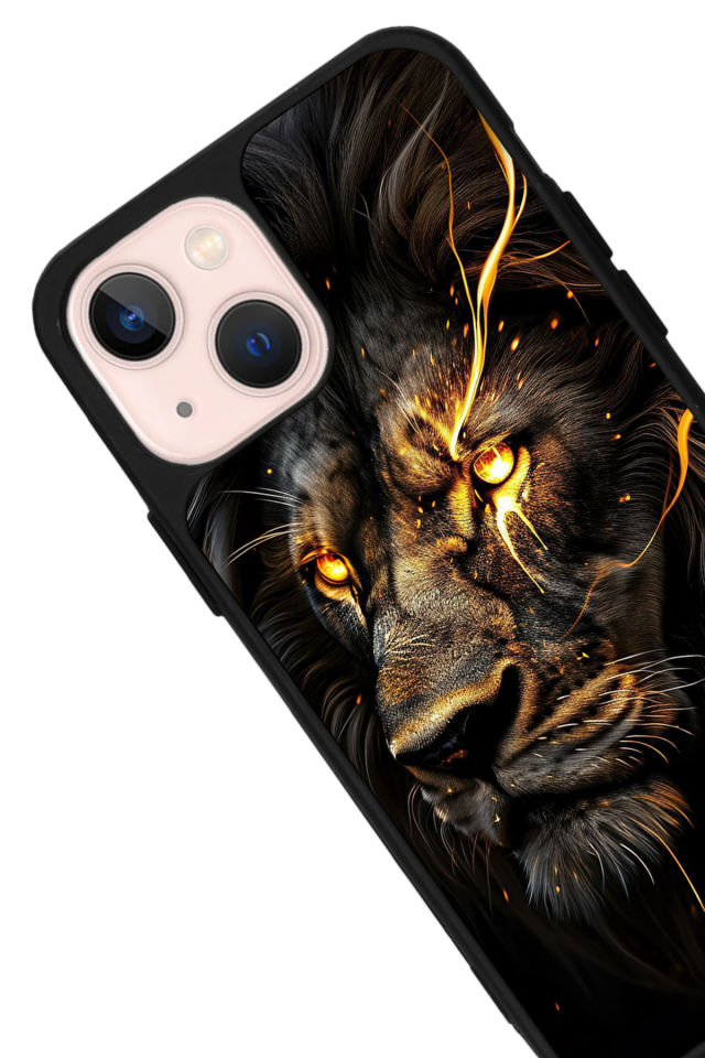 iPhone 13 Mini Uyumlu Aslan Tasarımlı Glossy Premium Kılıf