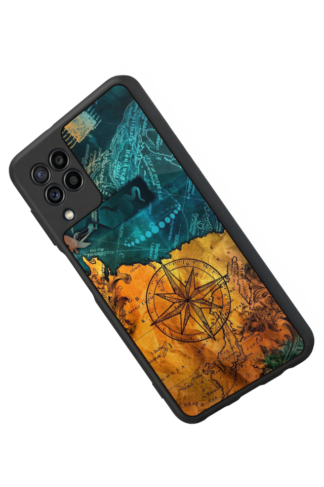 Samsung Galaxy M32 Uyumlu Harita Tasarımlı Glossy Premium Kılıf