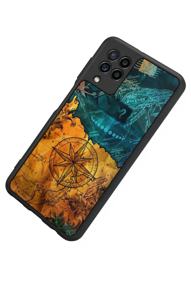 Samsung Galaxy M32 Uyumlu Harita Tasarımlı Glossy Premium Kılıf