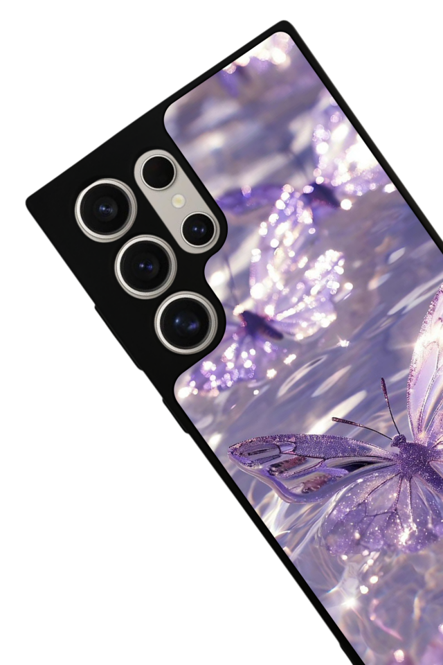 Samsung Galaxy S22 Ultra Uyumlu Kelebek Tasarımlı Glossy Premium Kılıf