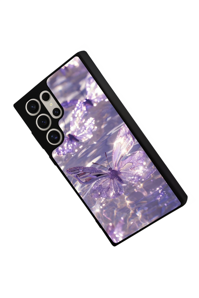 Samsung Galaxy S22 Ultra Uyumlu Kelebek Tasarımlı Glossy Premium Kılıf