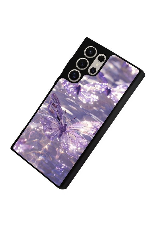 Samsung Galaxy S22 Ultra Uyumlu Kelebek Tasarımlı Glossy Premium Kılıf