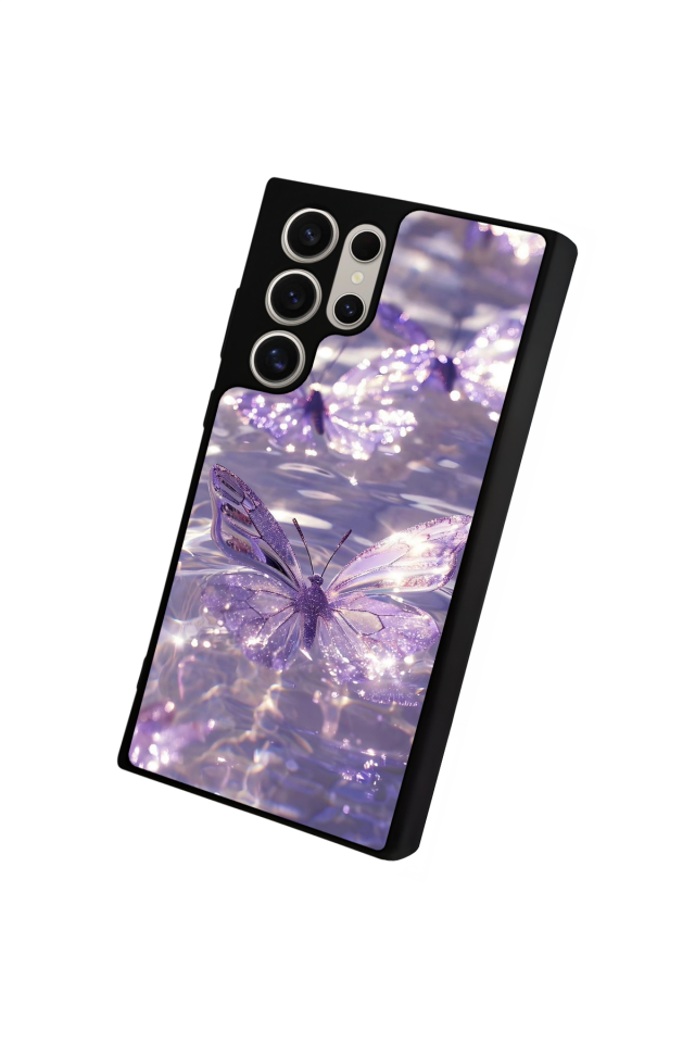 Samsung Galaxy S22 Ultra Uyumlu Kelebek Tasarımlı Glossy Premium Kılıf
