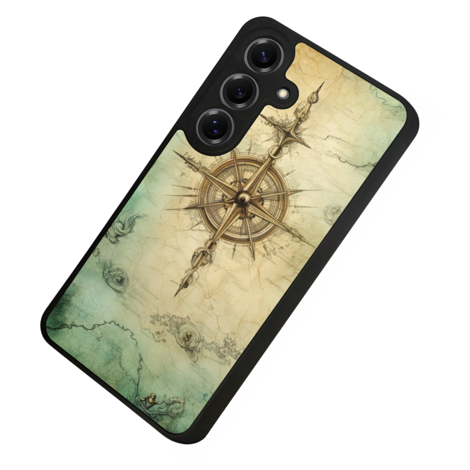 Samsung Galaxy S25 Uyumlu Pusula Tasarımlı Glossy Premium Kılıf