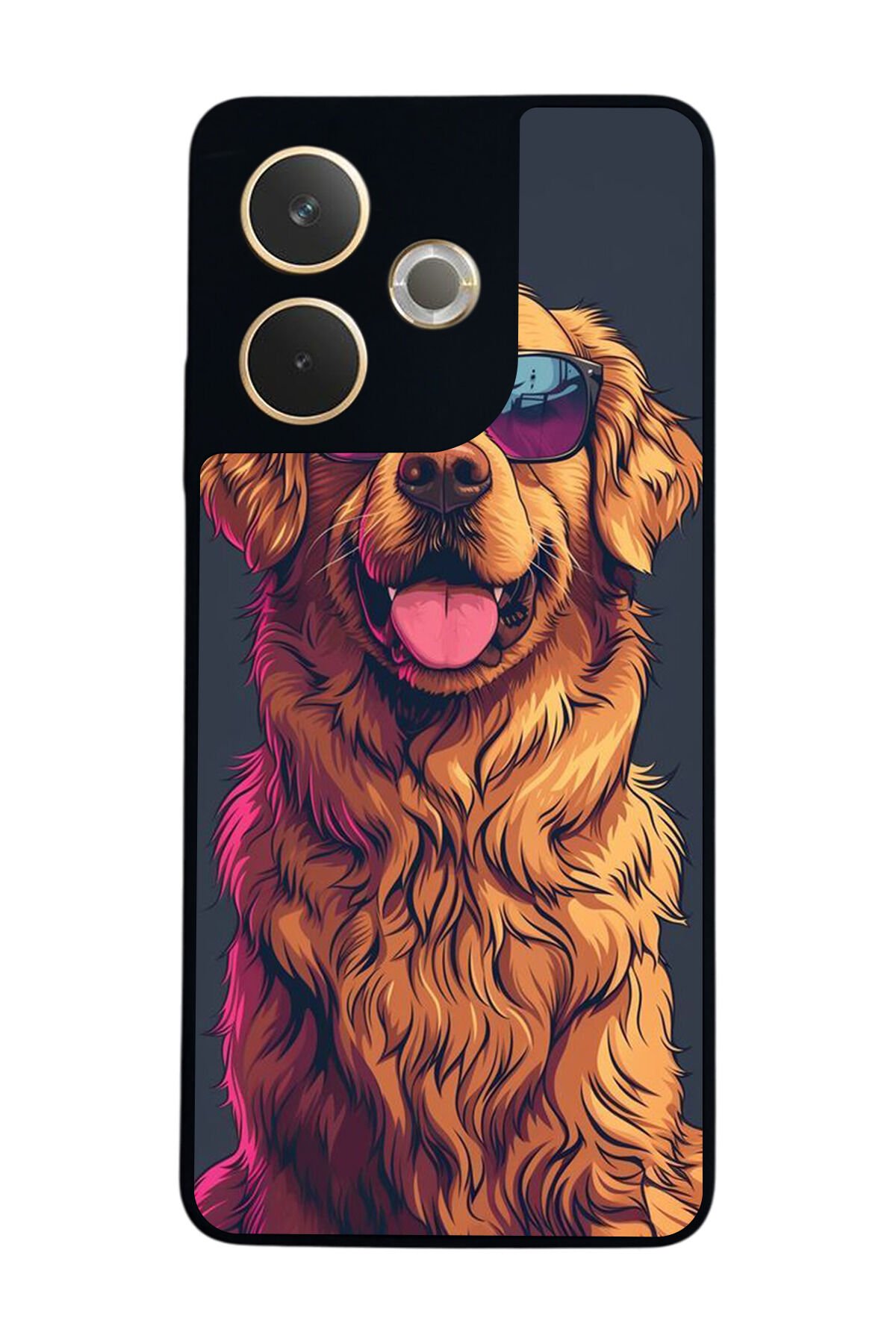 Oppo A5 Pro Uyumlu Golden Kopek Tasarımlı Glossy Premium Kılıf