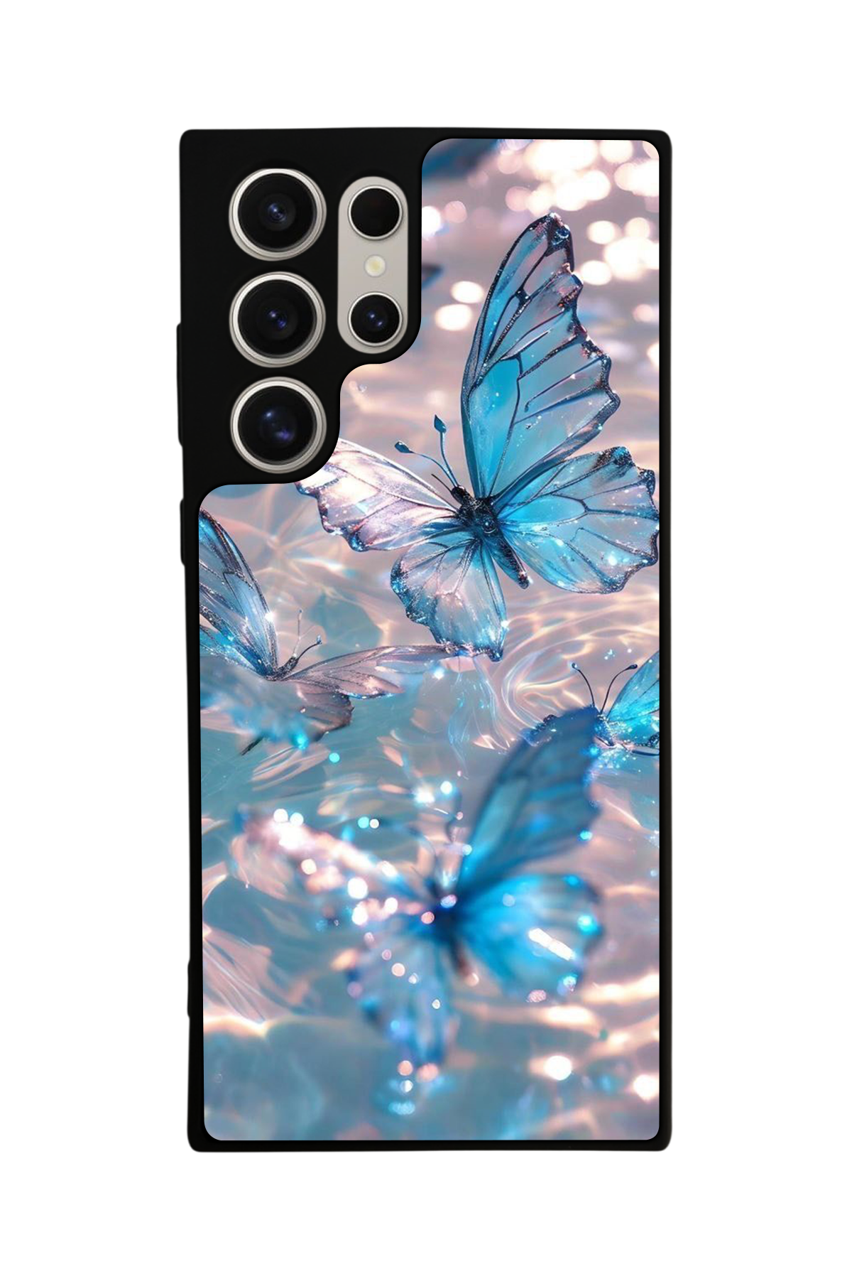 Samsung Galaxy S22 Ultra Uyumlu Kelebek Tasarımlı Glossy Premium Kılıf