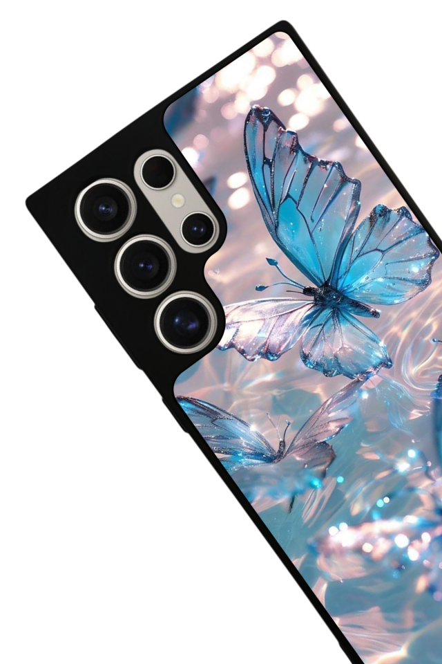 Samsung Galaxy S22 Ultra Uyumlu Kelebek Tasarımlı Glossy Premium Kılıf