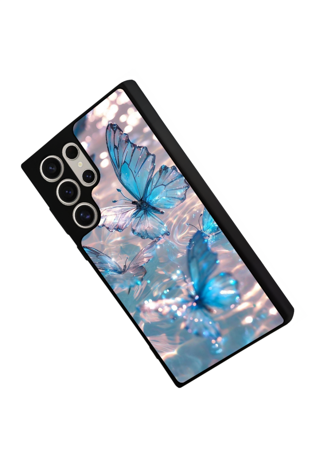 Samsung Galaxy S22 Ultra Uyumlu Kelebek Tasarımlı Glossy Premium Kılıf