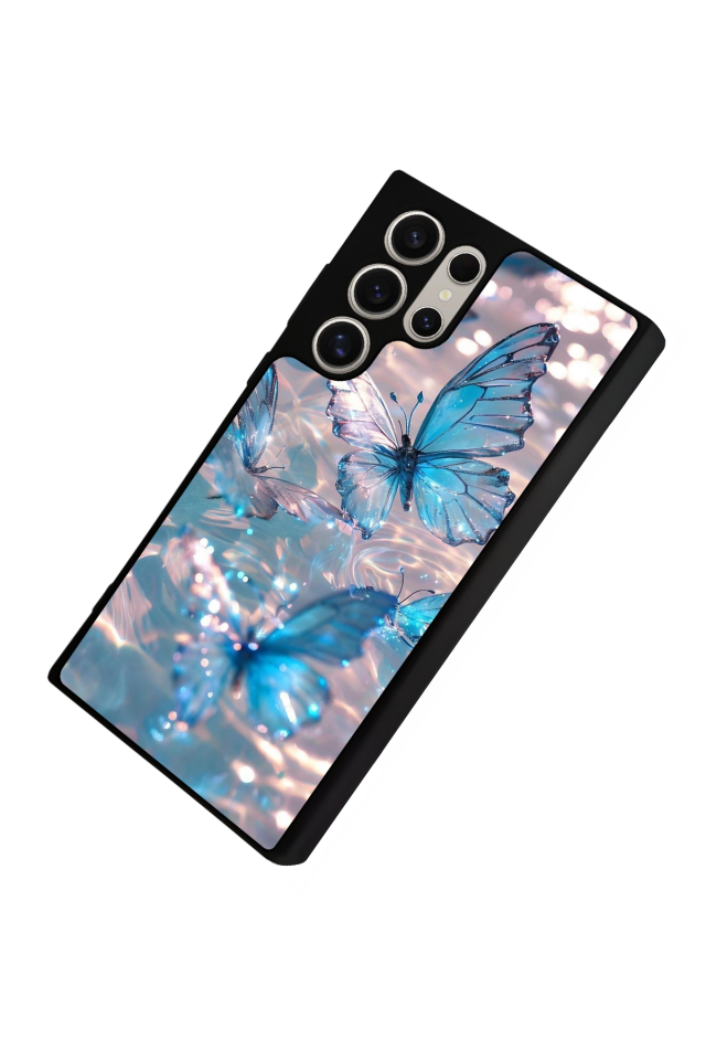 Samsung Galaxy S22 Ultra Uyumlu Kelebek Tasarımlı Glossy Premium Kılıf