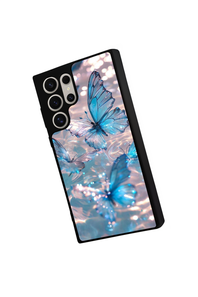 Samsung Galaxy S22 Ultra Uyumlu Kelebek Tasarımlı Glossy Premium Kılıf
