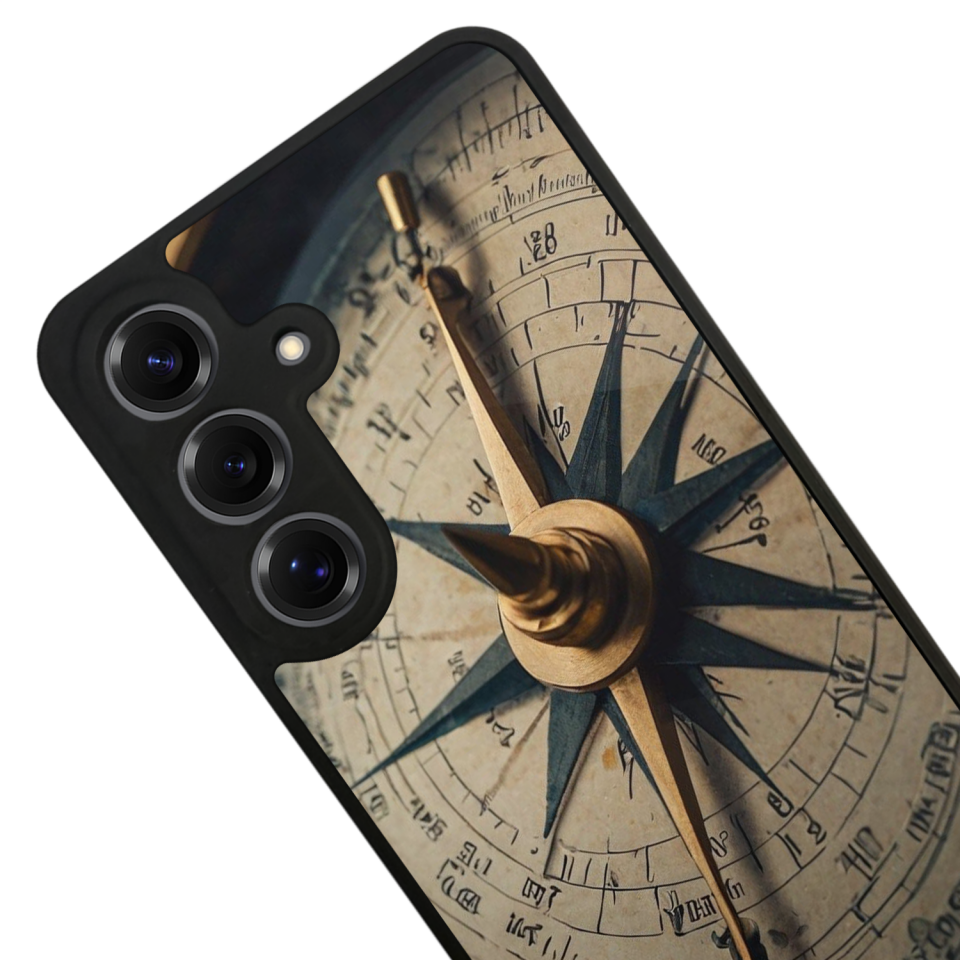 Samsung Galaxy S25 Uyumlu Pusula Tasarımlı Glossy Premium Kılıf