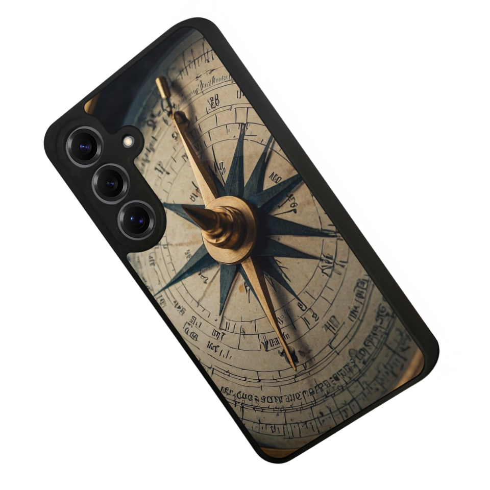 Samsung Galaxy S25 Uyumlu Pusula Tasarımlı Glossy Premium Kılıf