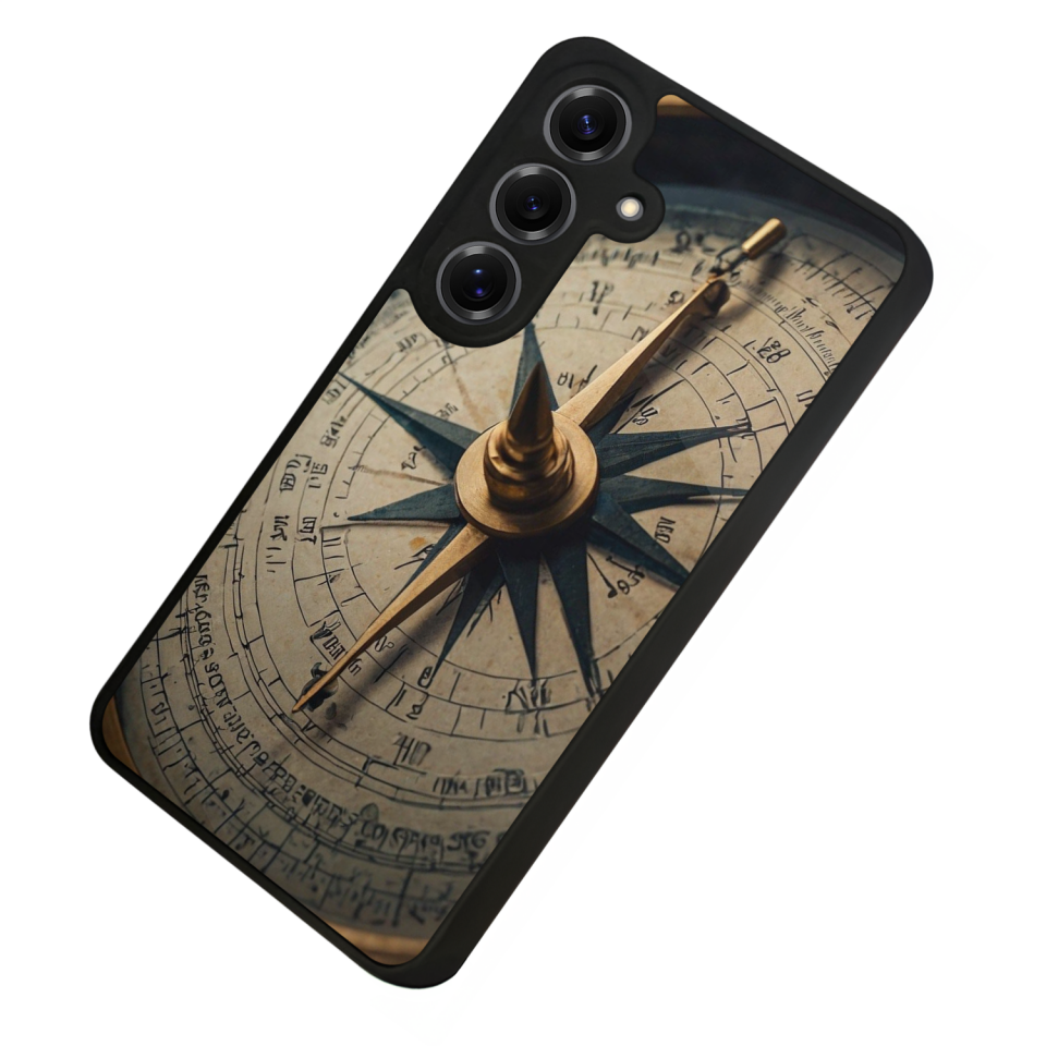 Samsung Galaxy S25 Uyumlu Pusula Tasarımlı Glossy Premium Kılıf