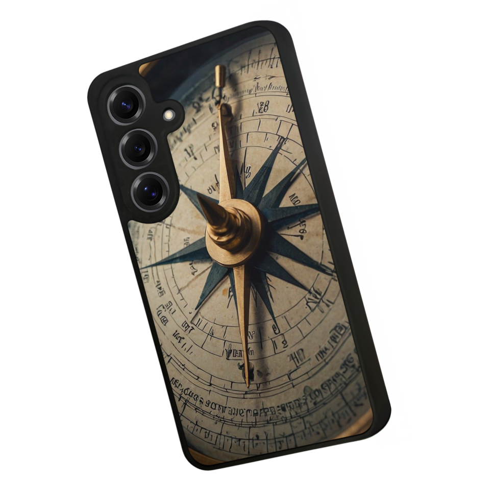 Samsung Galaxy S25 Uyumlu Pusula Tasarımlı Glossy Premium Kılıf