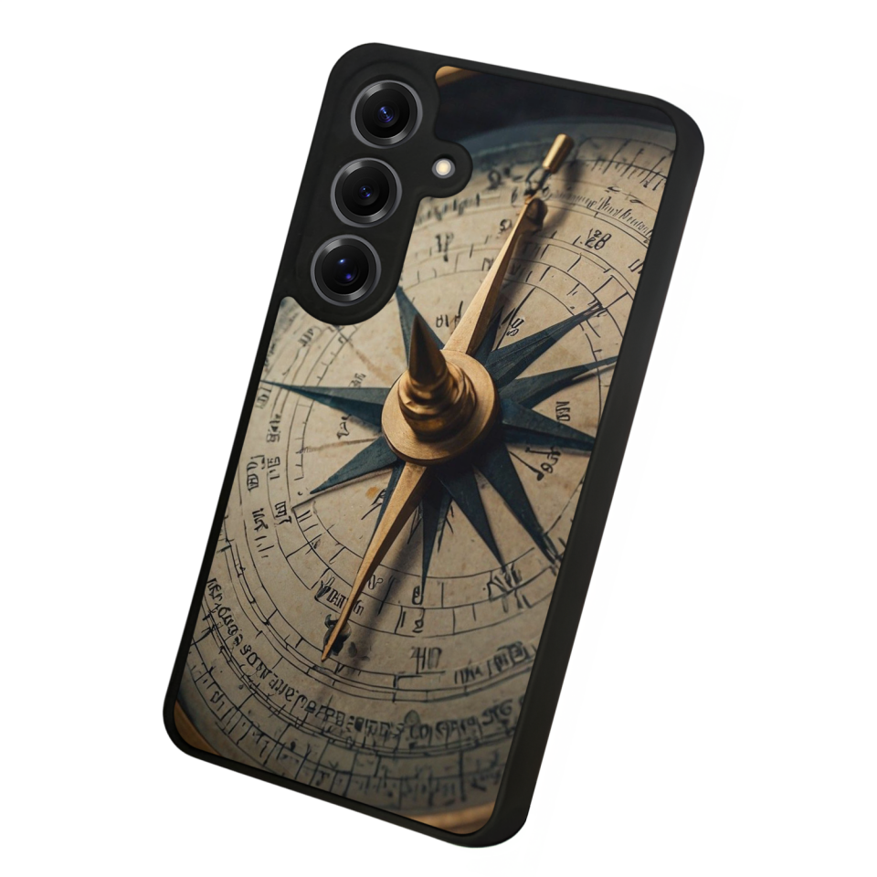 Samsung Galaxy S25 Uyumlu Pusula Tasarımlı Glossy Premium Kılıf