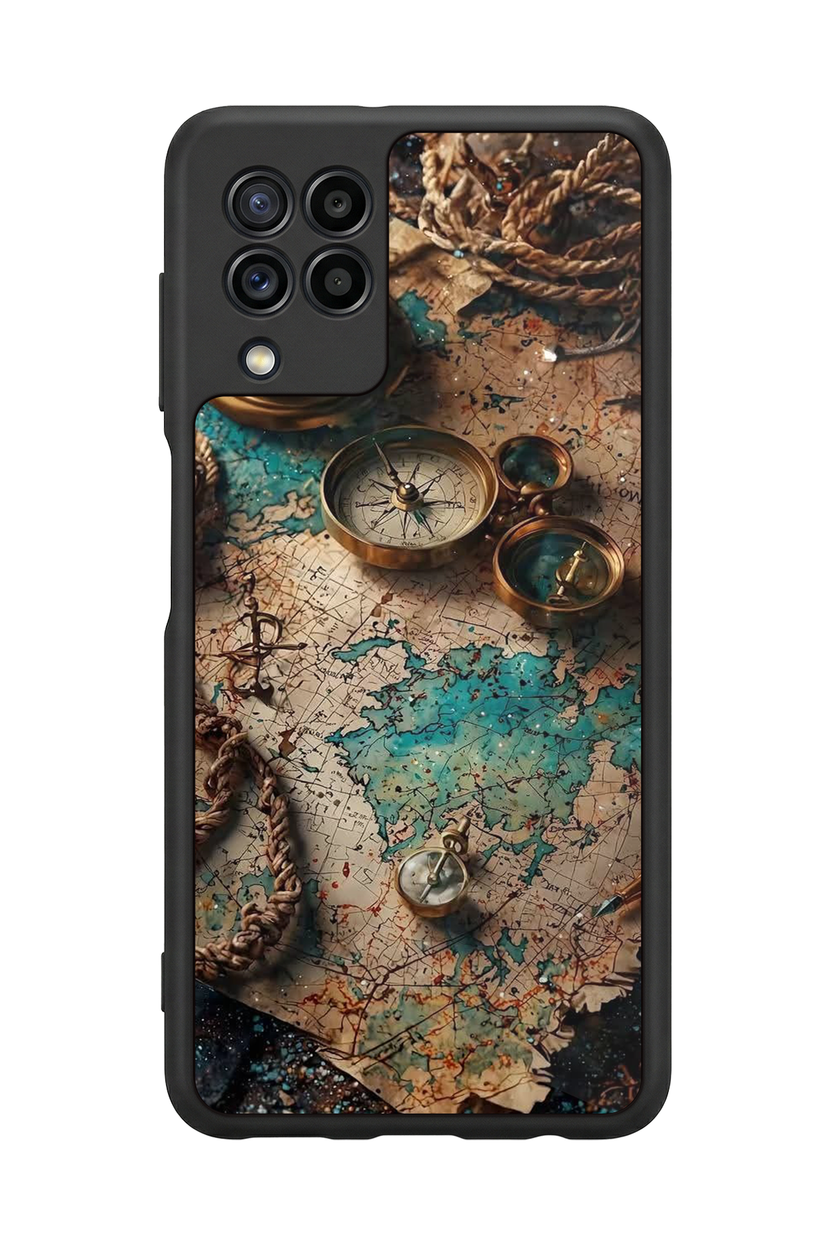 Samsung Galaxy M32 Uyumlu Harita Tasarımlı Glossy Premium Kılıf