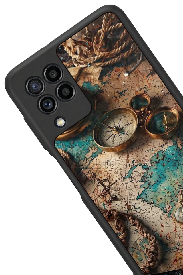 Samsung Galaxy M32 Uyumlu Harita Tasarımlı Glossy Premium Kılıf