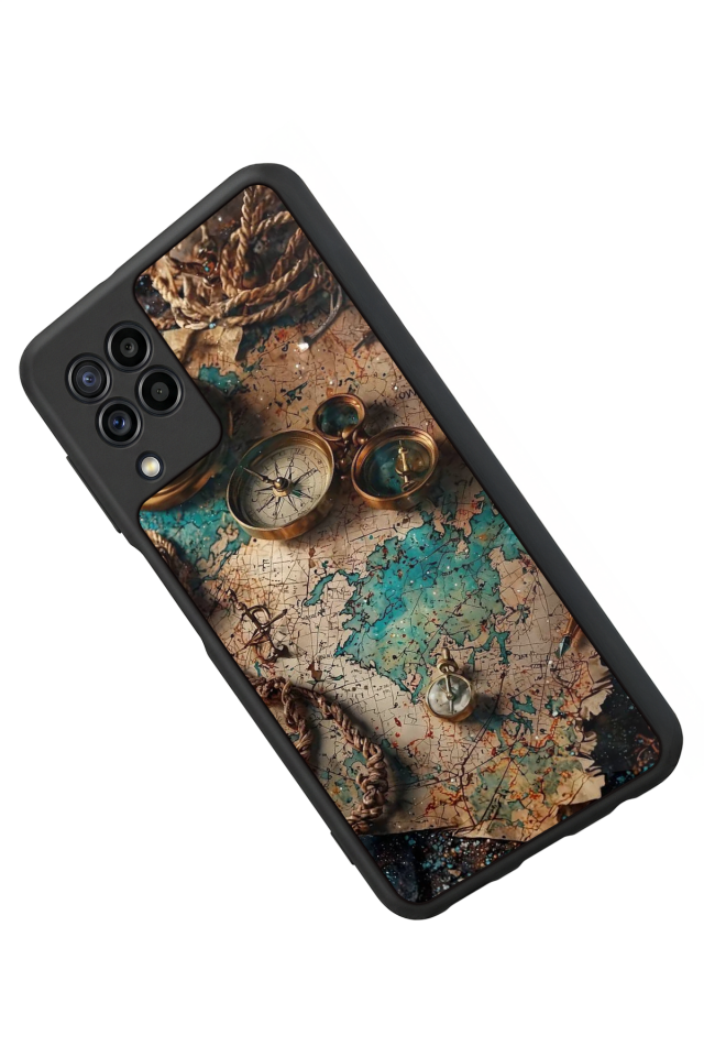 Samsung Galaxy M32 Uyumlu Harita Tasarımlı Glossy Premium Kılıf