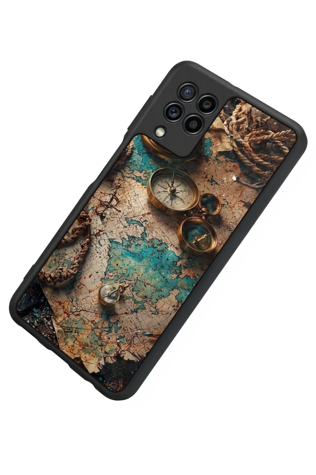 Samsung Galaxy M32 Uyumlu Harita Tasarımlı Glossy Premium Kılıf