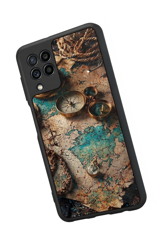 Samsung Galaxy M32 Uyumlu Harita Tasarımlı Glossy Premium Kılıf