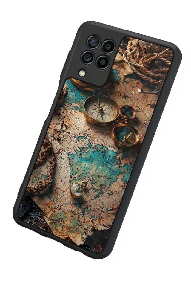 Samsung Galaxy M32 Uyumlu Harita Tasarımlı Glossy Premium Kılıf