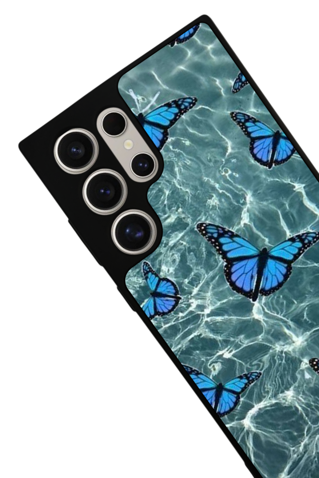 Samsung Galaxy S22 Ultra Uyumlu Kelebek Tasarımlı Glossy Premium Kılıf