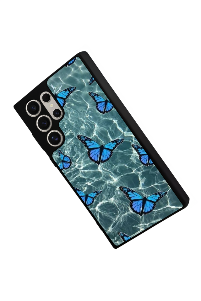 Samsung Galaxy S22 Ultra Uyumlu Kelebek Tasarımlı Glossy Premium Kılıf